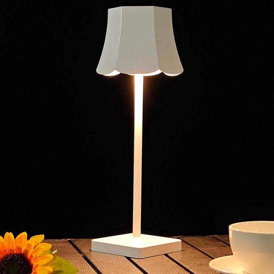 Led Nachtlampje - Draadloze Oplaadbare Lamp - Sfeerverlichting Binnen - Afneembare Kap - 38 x 10 cm - Wit — afbeelding 2