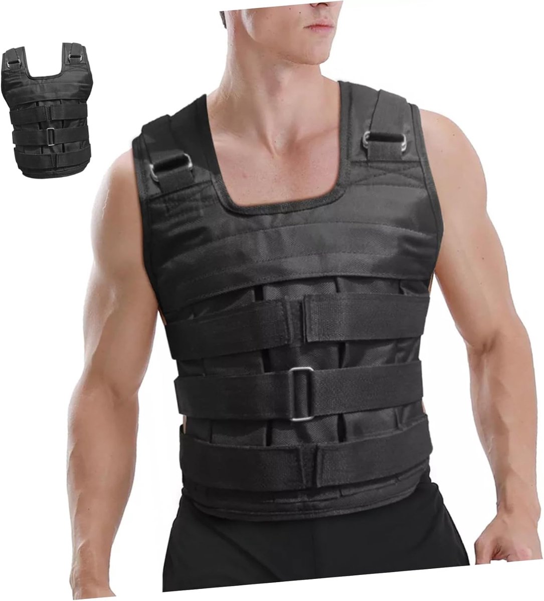 Verstelbaar Verzwaarde Vest - Oefenvest Gewichtsvest - Krachttraining Spieropbouw - Ademend Comfortabel Ontwerp - Max 50kg - Zwart