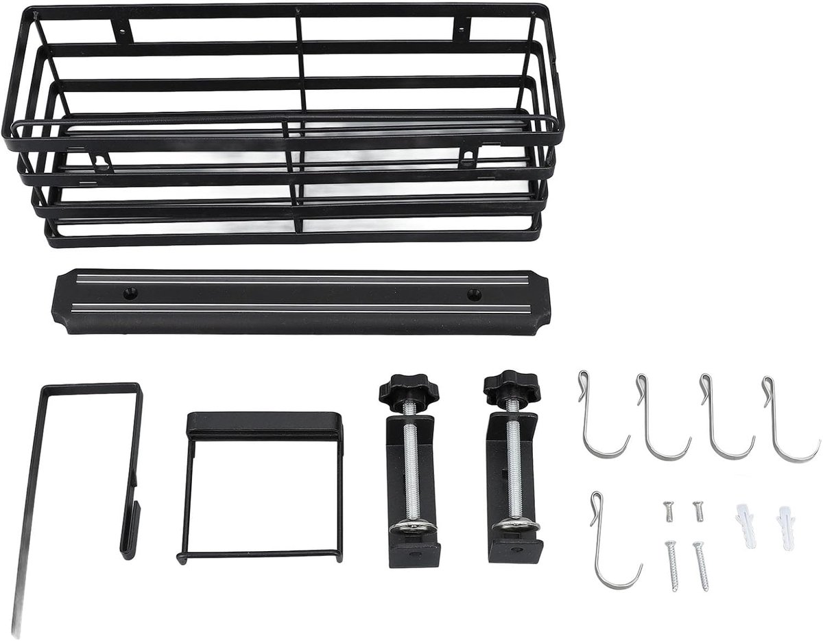 Grill Caddy - BBQ Organizer - Outdoor Koken - Complete Set - 35 x 14 x 13 cm - Zwart