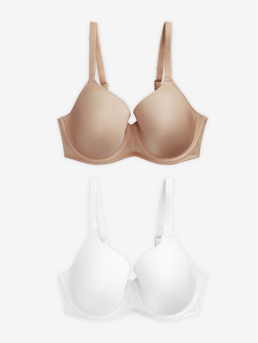 Next - Dames - Set van 2 gladde DD+ T-shirtbeha's met lichte vulling en volledige cups - Huidkleur