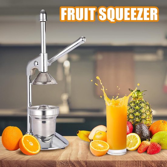 Handpers Citruspers - Sapcentrifuge Vruchtenpers - Gezond Sap Maken - Zware Professionele Kwaliteit - 165x365cm - Zilver — afbeelding 3
