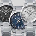 Drie Casio Edifice automatic horloges met zilverkleurige band en diverse wijzerplaten.