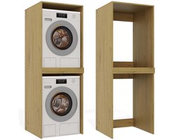 Badkamerkast POLA TWIN voor wasmachine en droger - Ruimtebesparend en stevig | Kleur: Artisan Eiken