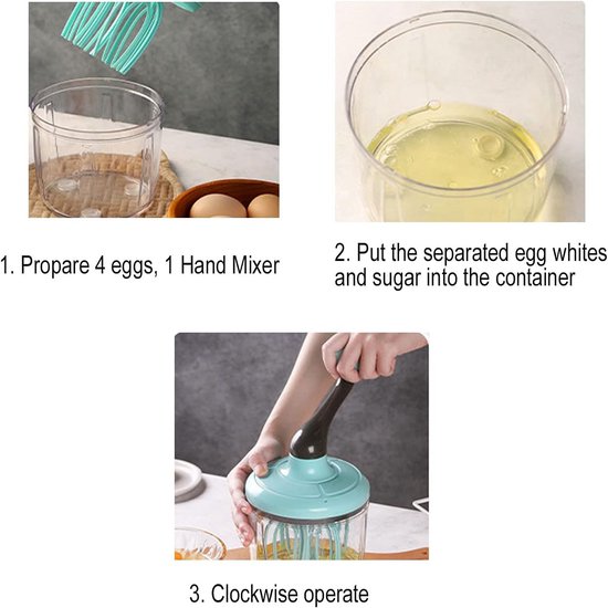 Handmixer - Keukenmixer Klopper - Snel Beslag Maken - Afneembare Handgreep - 12.5 cm Basis - Lichtgroen van Merkloos — afbeelding 5