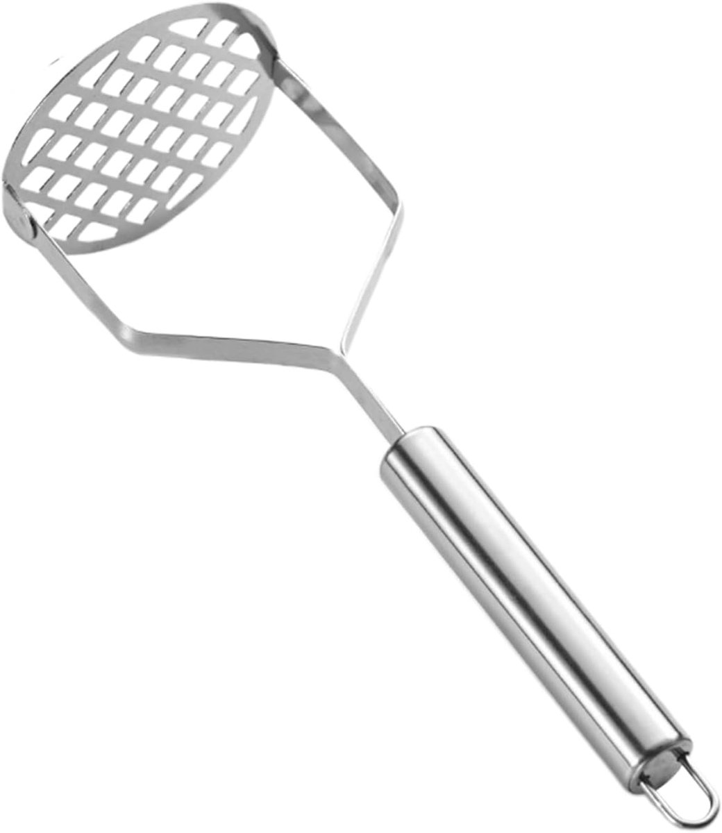 Aardappelstamper - Groente pers - Thuis koken - Stevige grip - 24 x 8 cm - Zilver