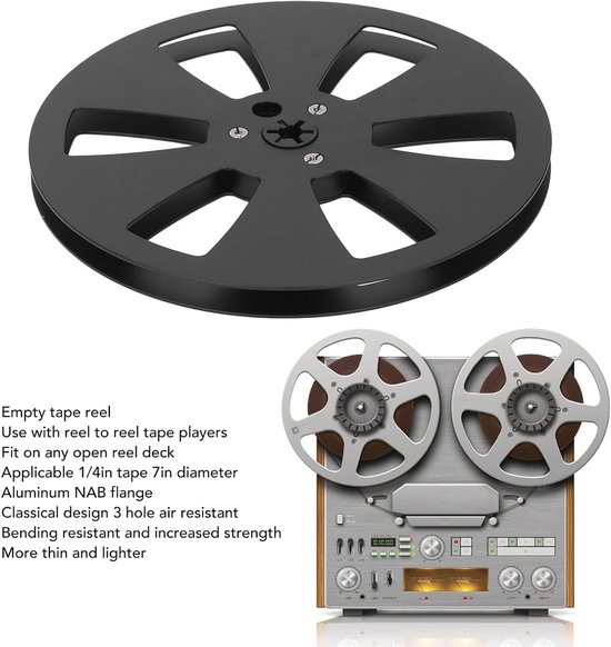 Lege Spoel - Bandspoel Aluminium - Opnemen Geluid - Lichtgewicht Sterke Legering - 7 Inch Diameter - Zwart — afbeelding 5