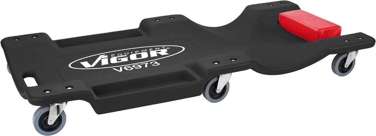 Montagerolplank - Werkplaatswagentje Onderhoud - Onder voertuig werken - 150kg draagkracht gevoerd - 110x49x10 cm - Zwart