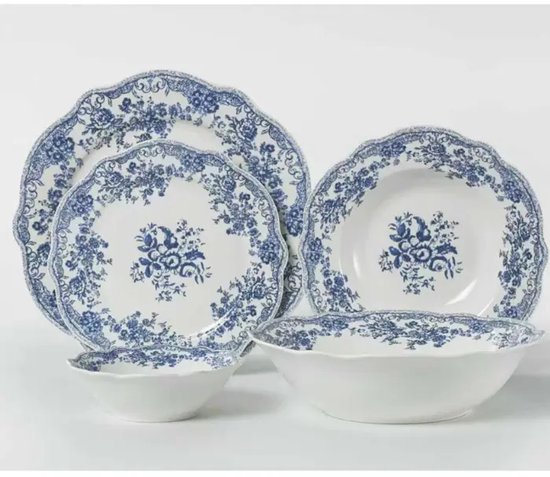 Oxford – 18-delige bordenset – serviesset – blauw