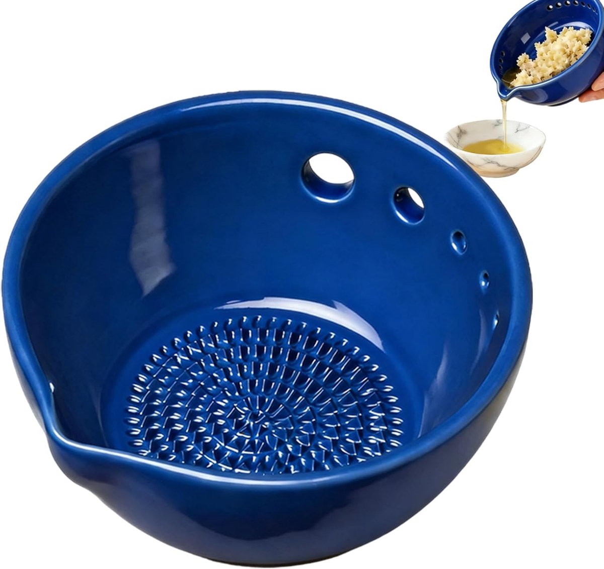 Rasp Kom - Keuken Gadget - Voedsel Bereiding - 2-in-1 Ontwerp - 7x7cm - Blauw