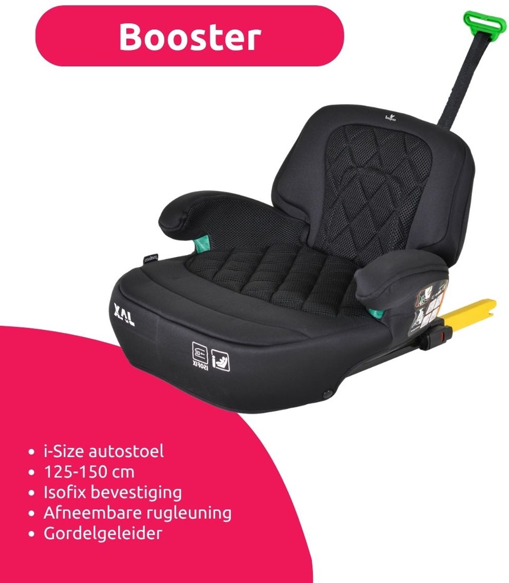 Cangaroo Autozitje Stoelverhoger - Auto Zitverhoger - Jax Black Isofix 125-150 cm i-Size Booster – foto 4