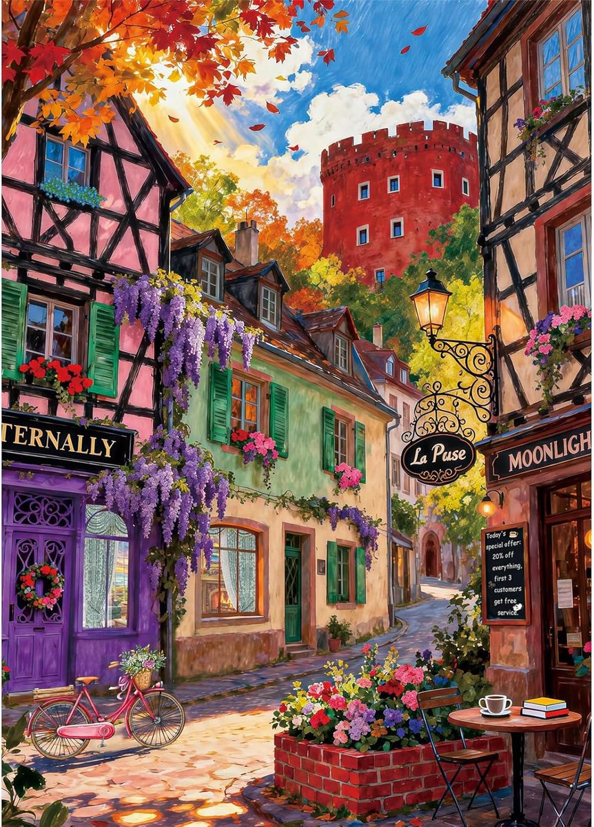 Puzzel 500 stukjes - Kerstpuzzel familie - Interactief cadeau - Nauwkeurige pasvorm - 49 x 35 cm - Europees dorp