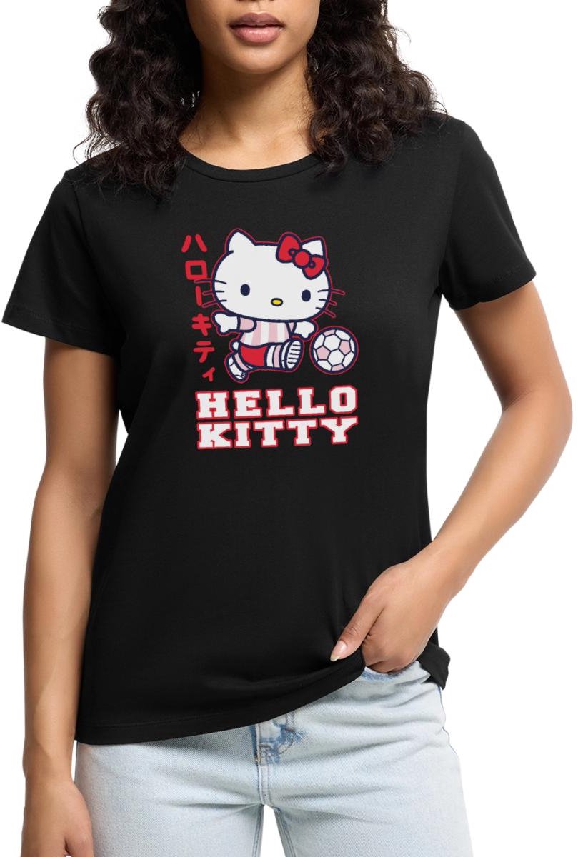 Hello Kitty Speelt Voetbal Premium T Shirt Dames