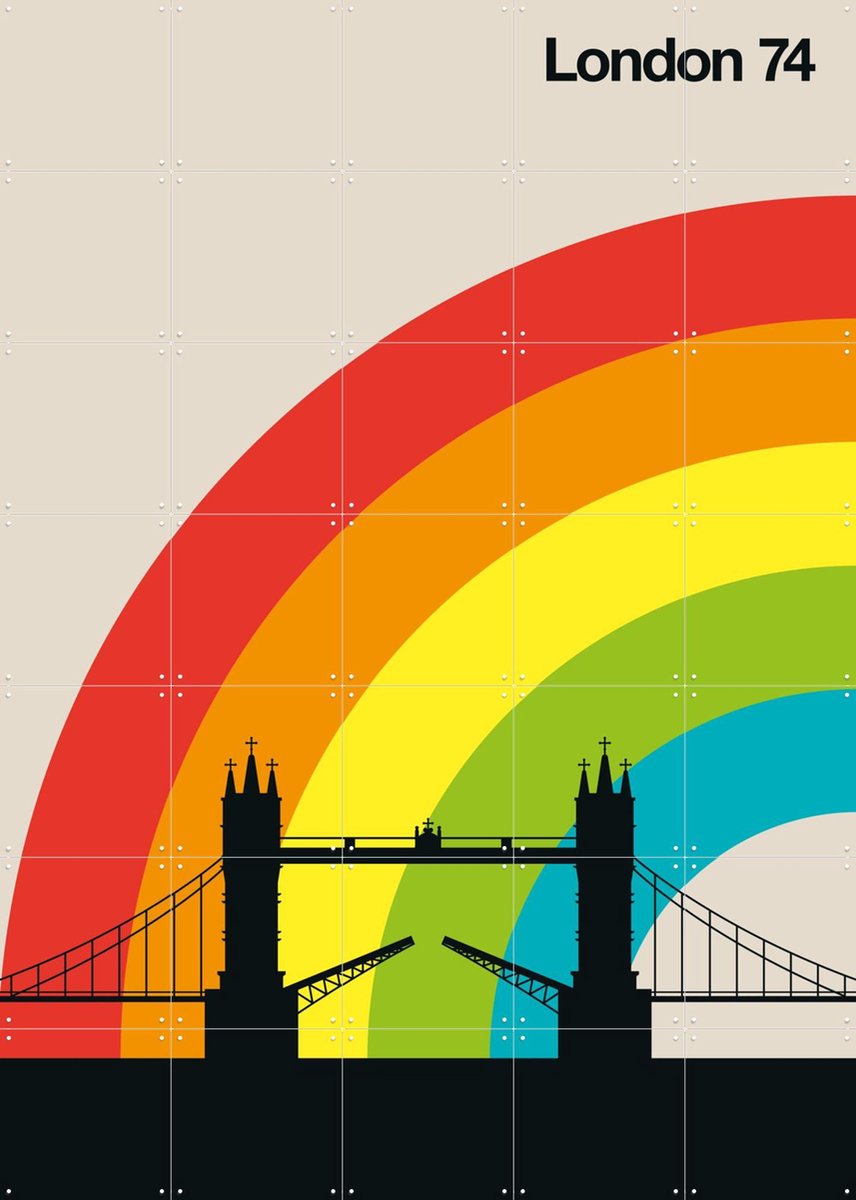 IXXI London 74, Bo Lundberg - 100 x 140 cm - Gratis ophangtool - Grote wanddecoratie en posters - Kleurrijk, Grafisch Ontwerp, Geometrische Kunst