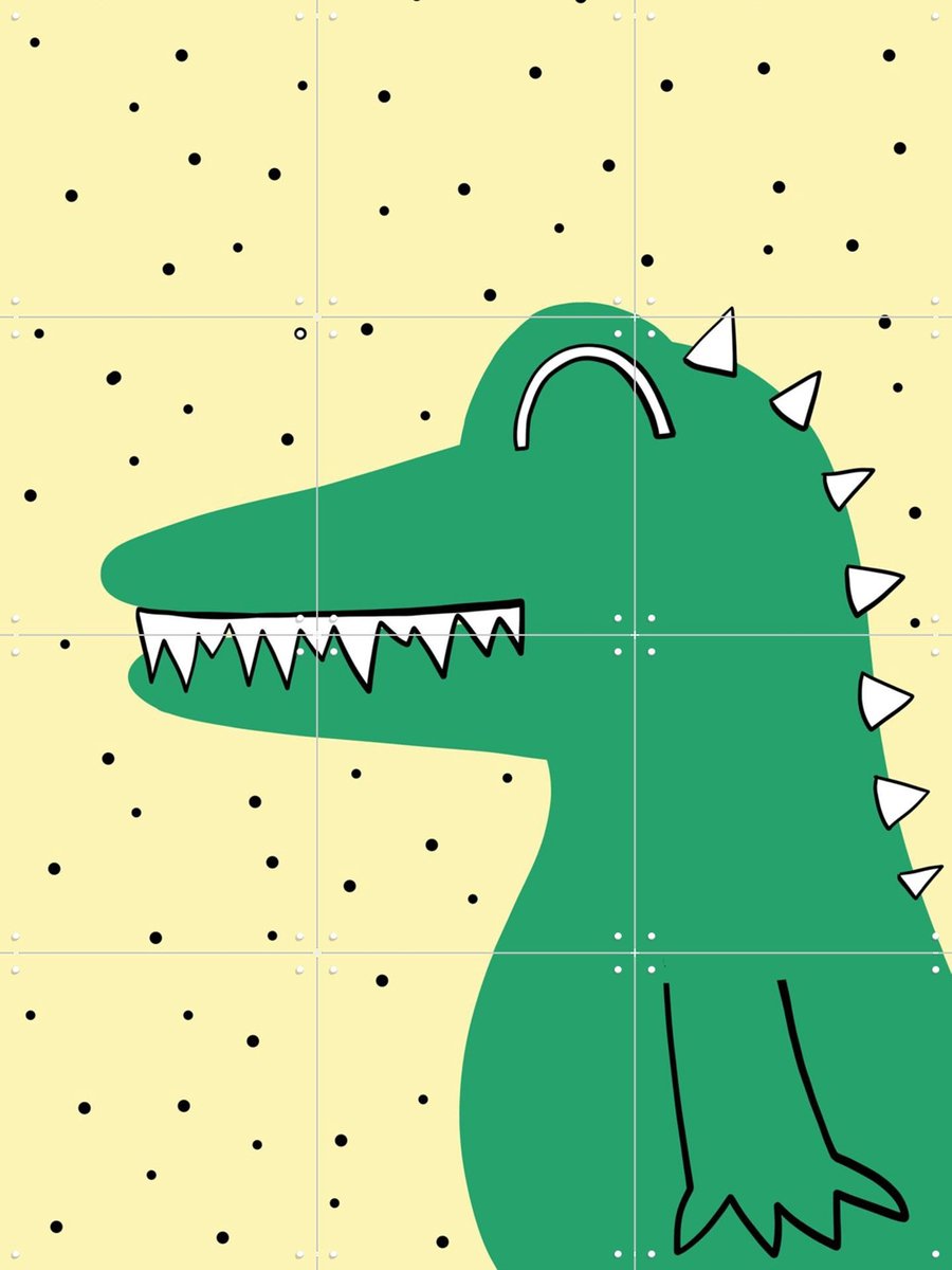 IXXI Yellow and Crocodile, BAINAI - 60 x 80 cm - Gratis ophangtool - Grote wanddecoratie en posters Babykamer, Kinderkamer, Dieren, Kinderen, Baby