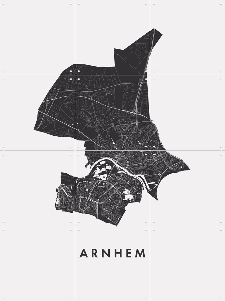IXXI Arnhem City Map, Kunst in Kaart - 60 x 80 cm - Gratis ophangtool - Grote wanddecoratie en posters - Abstract, Minimalisme, Line art, Grafisch