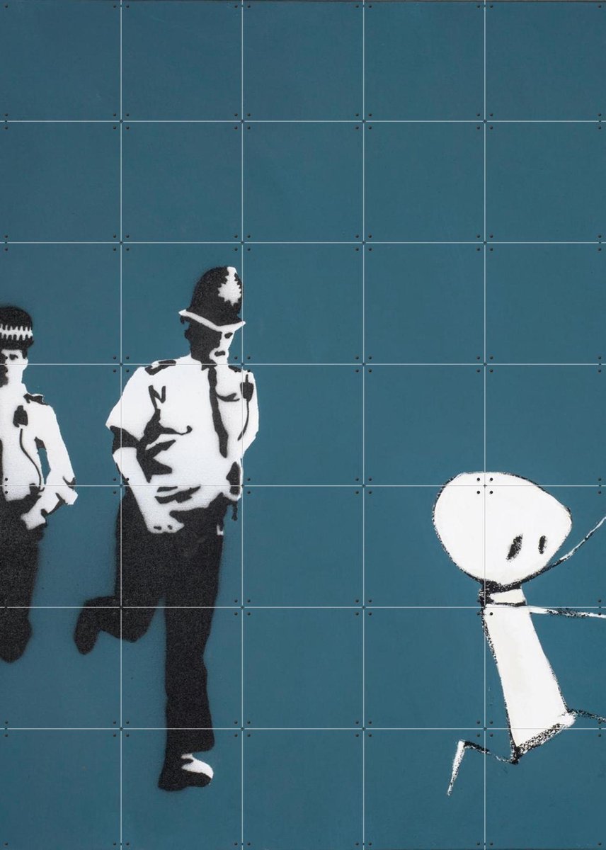IXXI The Chase, Banksy - 100 x 140 cm - Gratis ophangtool - Grote wanddecoratie en posters - Pop art, Street art, Illustraties, Mancave, Woonkamer