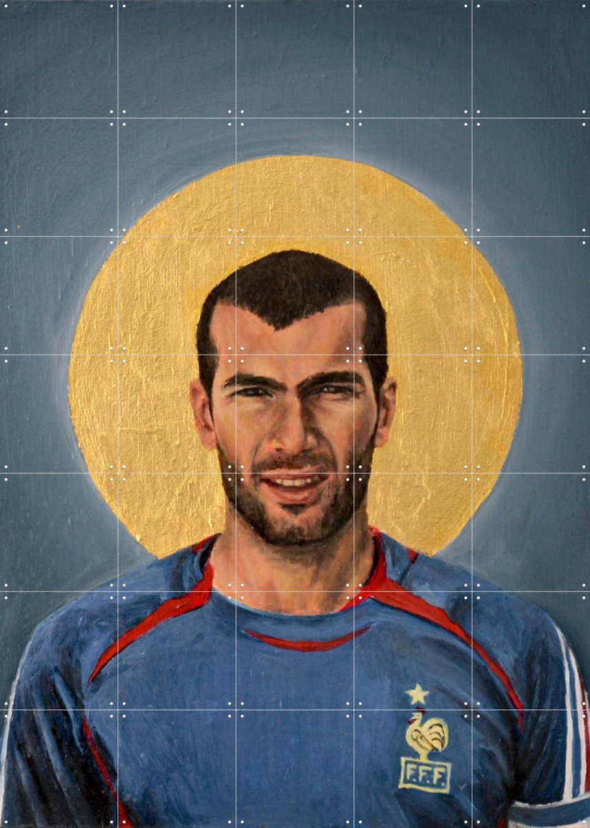 IXXI Zinedine Zidane, David Diehl - 100 x 140 cm - Gratis ophangtool - Grote wanddecoratie en posters - Olieverf, Woonkamer, Slaapkamer, Mancave