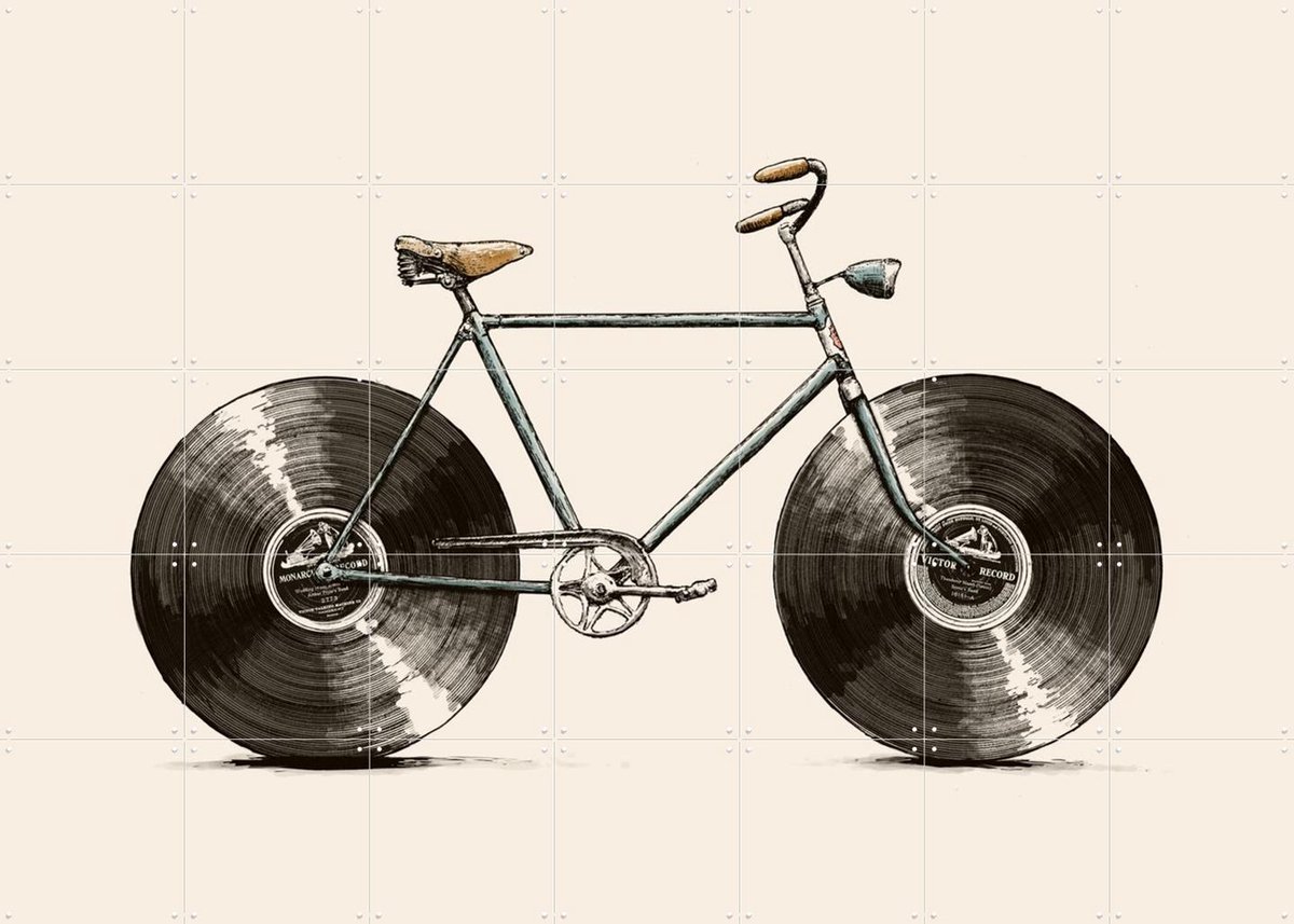 IXXI Velophone, Florent Bodart - 140 x 100 cm - Gratis ophangtool - Grote wanddecoratie en posters - Grafisch Ontwerp, Speels, Line art, Illustraties