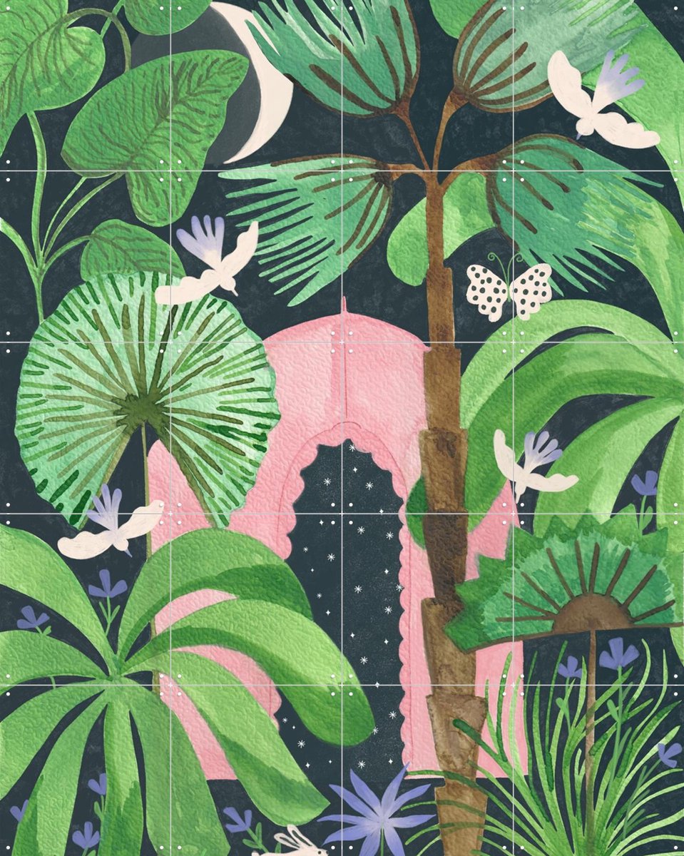 IXXI Jungle Magic, Mirjam de Ruiter - 80 x 100 cm - Gratis ophangtool - Grote wanddecoratie en posters - Speels, Illustraties, Aquarel, Woonkamer