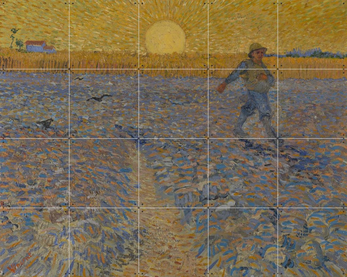 IXXI De zaaier, Vincent van Gogh (1853 - 1890) & Kröller-Müller Museum - 100 x 80 cm - Gratis ophangtool - Grote wanddecoratie en posters - Kleurrijk