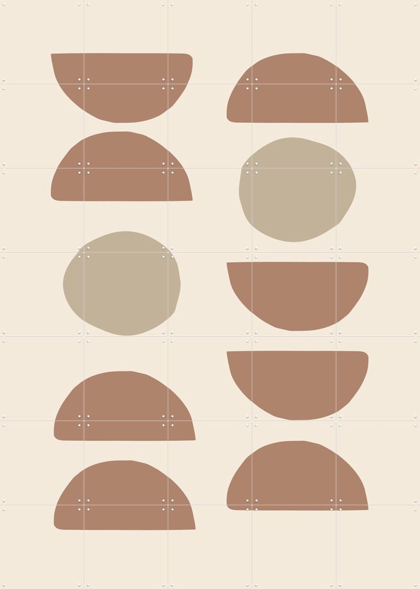 IXXI Shapes Mocha, Various - 100 x 140 cm - Gratis ophangtool - Grote wanddecoratie en posters - Minimalisme, Kleurrijk, Grafisch Ontwerp, Line art
