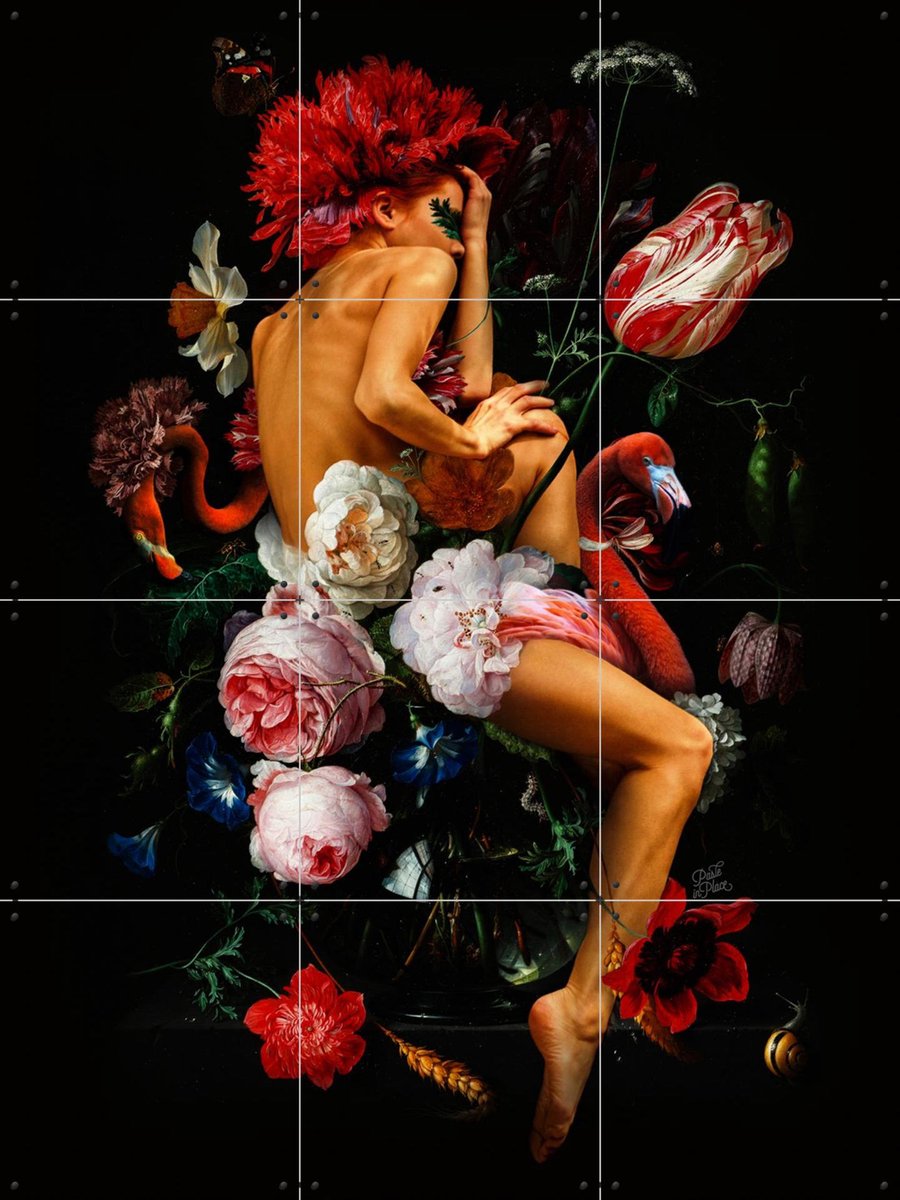 IXXI Flowers and Desires, Paste in Place & Rijksmuseum 2.0 - 60 x 80 cm - Gratis ophangtool - Grote wanddecoratie en posters - Fotografie, Kleurrijk