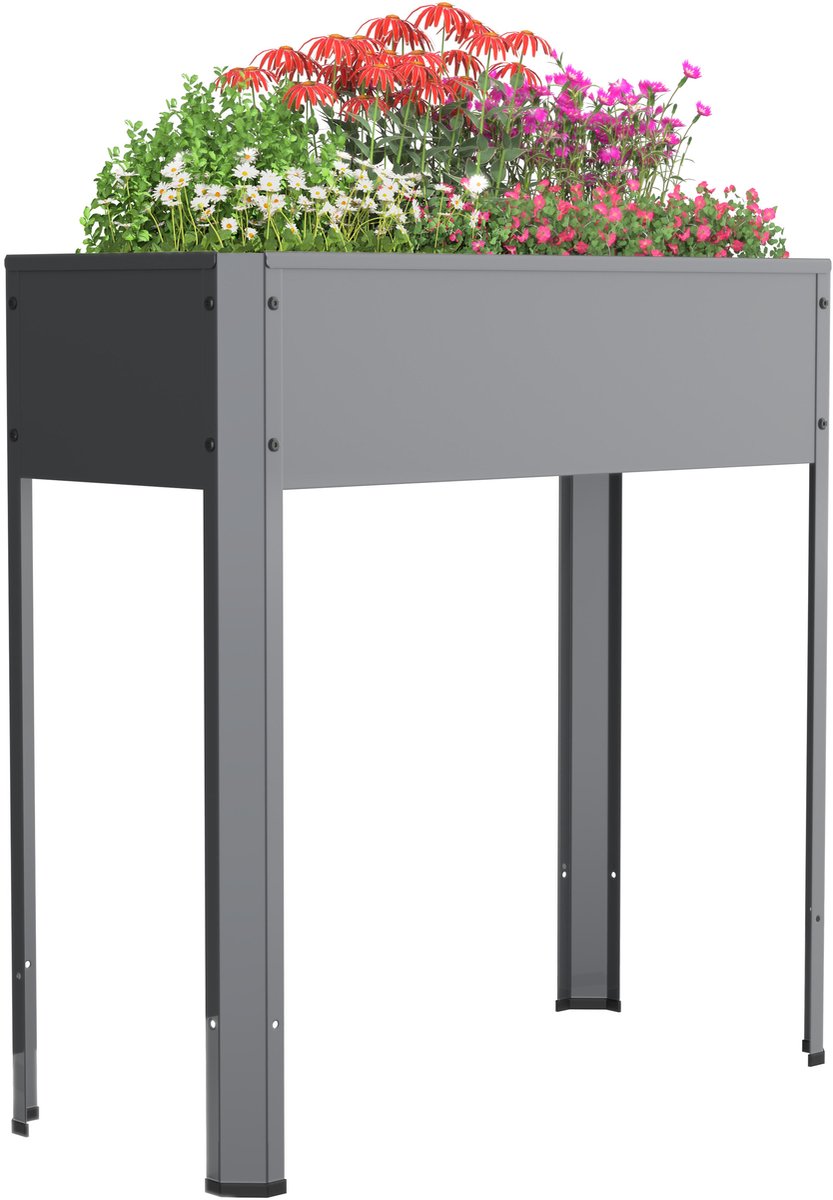 VCM Metall Hochbeet 80x35x80 cm, stehender Pflanzkasten für Balkon Terrasse Garten, Blumenkasten, Balora L