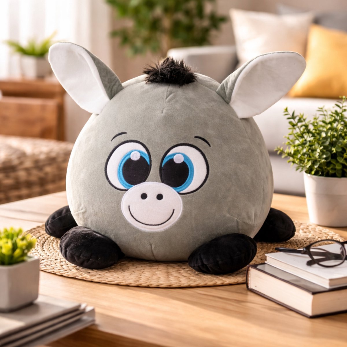 Eddy Toys pluche ezel knuffel 40 cm - zachte knuffelezel voor kinderen - lichtgewicht en kindvriendelijk speelgoed - ideaal om mee te slapen of te knuffelen - zacht materiaal - grijs
