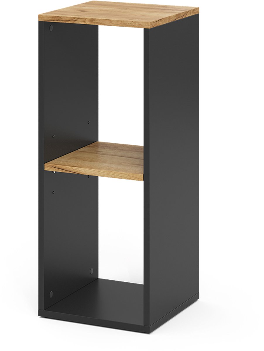 Vicco Tomy Boekenplank – 30 x 74 cm met 2 open vakken Antraciet/gouden eik Antraciet/Goudkleurig Eiken