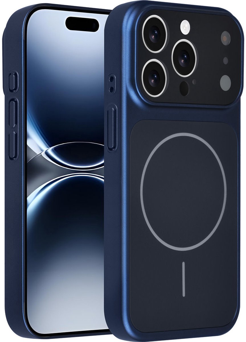 AG Matte Glass iPhone 15 Pro Backcover hoesje - Magsafe full protection cover - Blauw