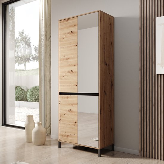 Schoenenkast van hout, schonenopbergkast, 3 klapdeuren, schoenenorganizer voor in de