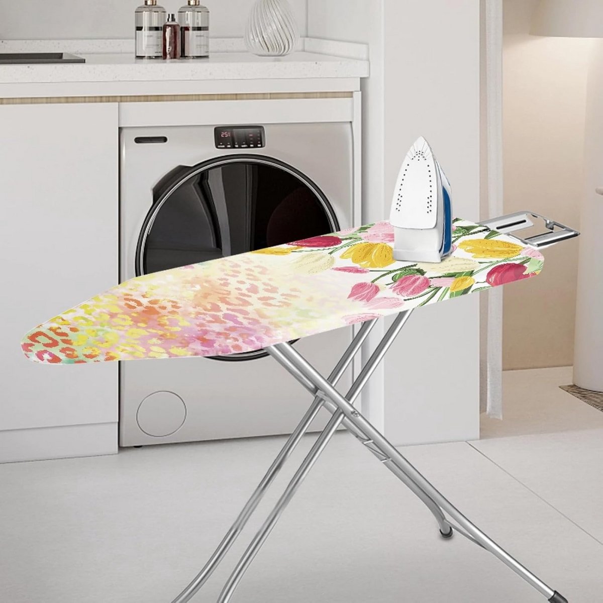 Strijkplankhoes Elastisch met Tulpen en Luipaardprint 139x40 cm Hittebestendig