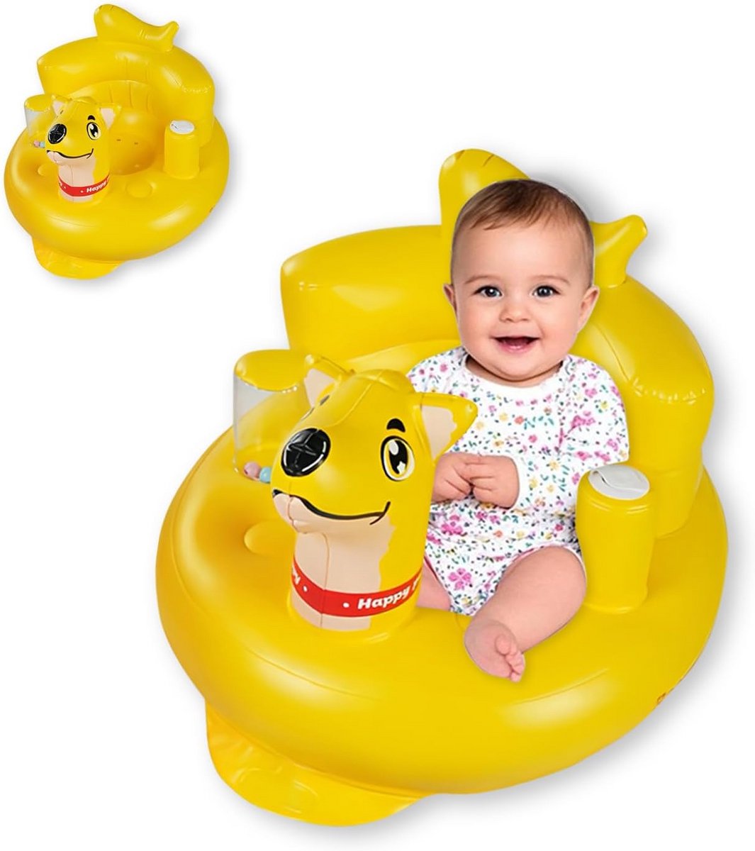 Draagbaar Opblaasbaar Babyzitje met Rugsteun & Ingebouwde Pomp voor Kinderen 5-36 Maanden