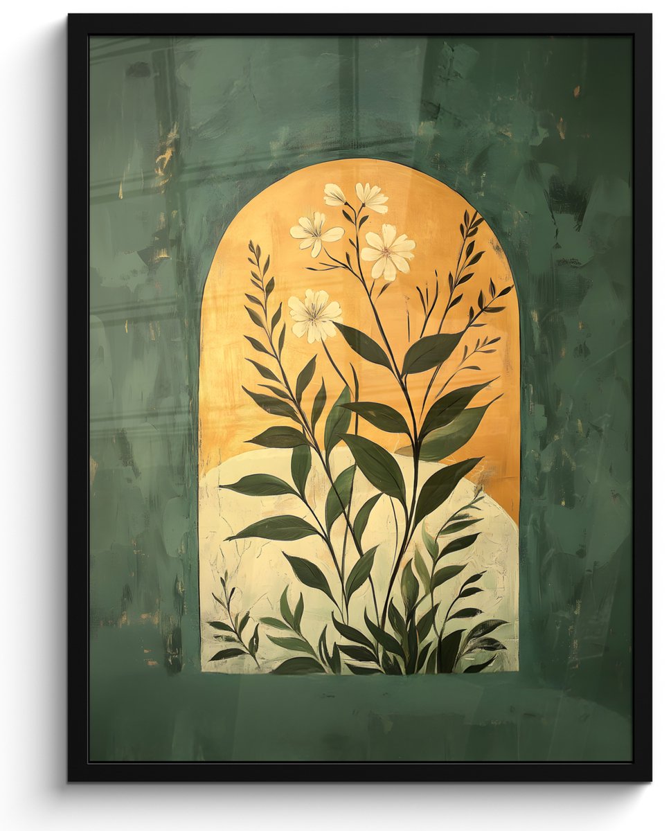 FrameYourWall Poster in lijst - Fotolijst 50x70 cm - Posters - Plant - Bloemen - Wit - Posterlijst zwart - Decoratie - Wanddecoratie woonkamer - Muurdecoratie slaapkamer Planten - Bloem