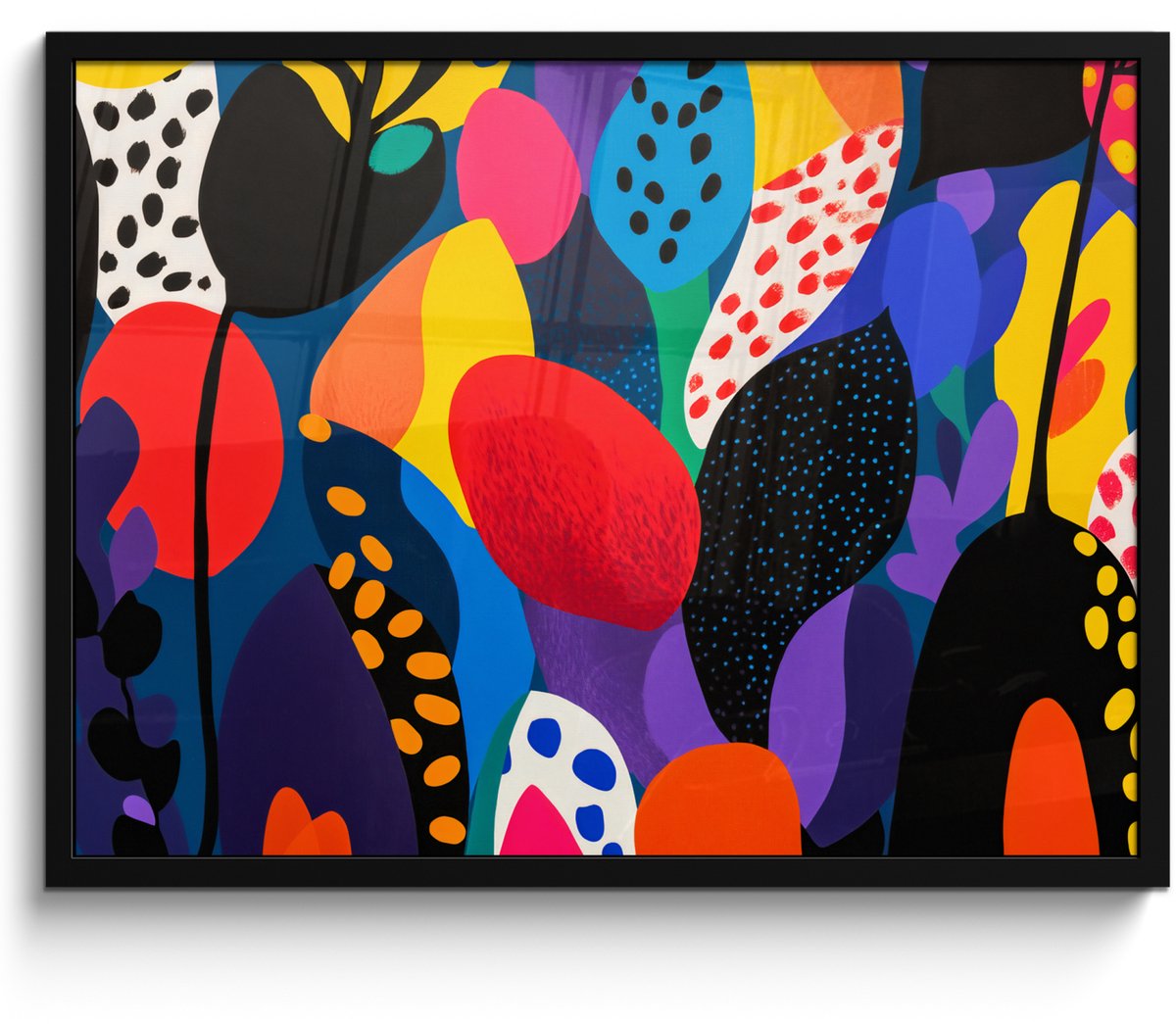 FrameYourWall Poster in lijst - Fotolijst 70x50 cm - Posters - Bloemen - Bladeren - Abstract - Rood - Posterlijst zwart - Decoratie - Wanddecoratie woonkamer - Muurdecoratie slaapkamer