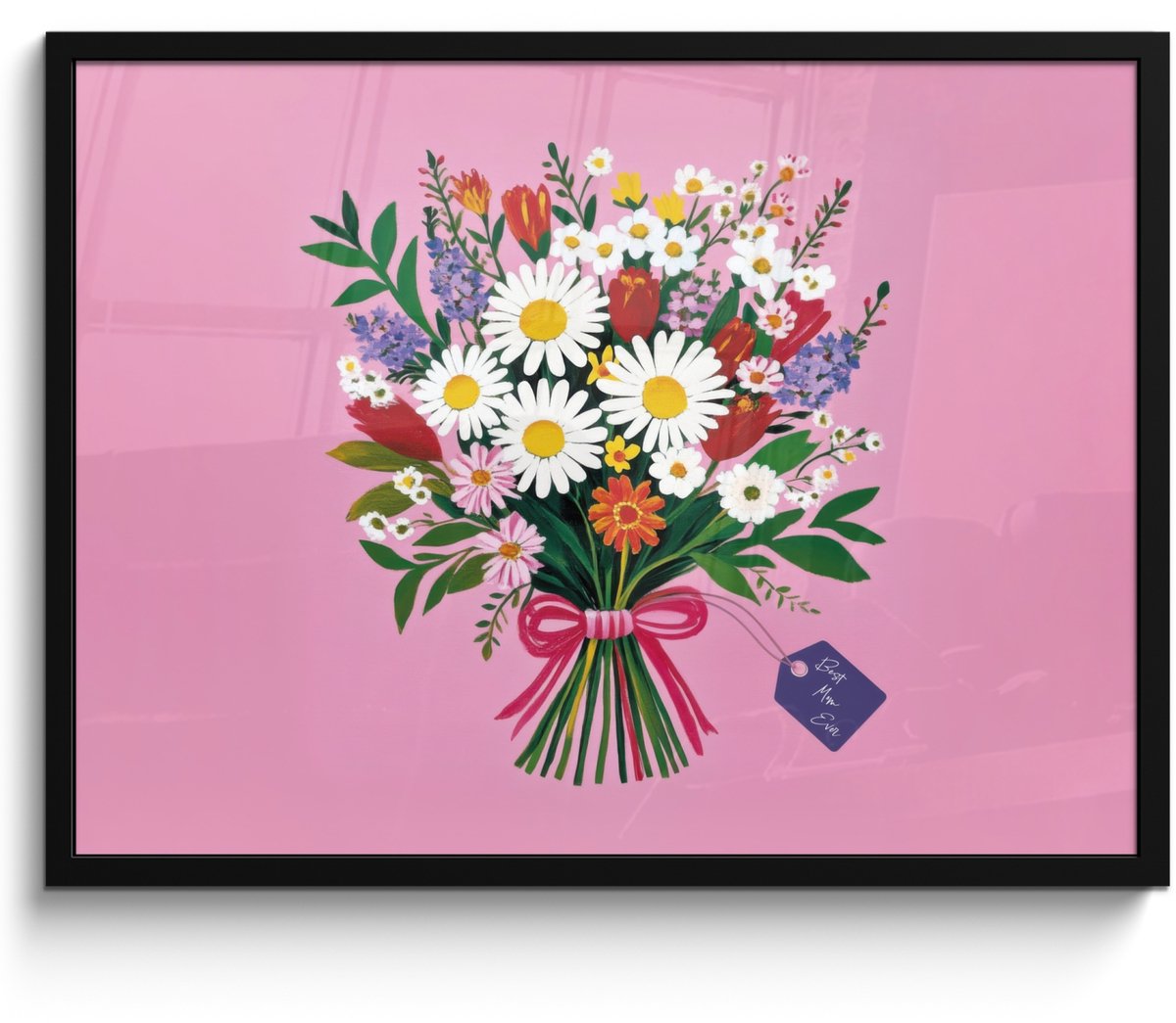 FrameYourWall Poster in lijst - Fotolijst 70x50 cm - Posters - Bloemen - Quote - Kaartje - Kleurrijk - Posterlijst zwart - Decoratie - Wanddecoratie woonkamer - Muurdecoratie slaapkamer Boeket - Kaart