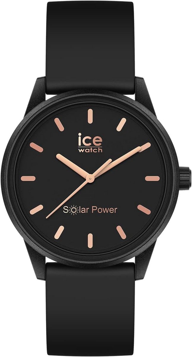 Zonne-energie Horloge Zwart Roségoud Ultraplat