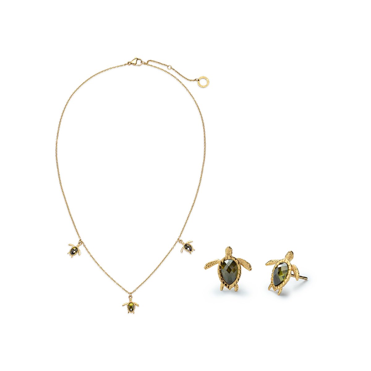 Set Turtle/Schildpad ketting & oorbellen
