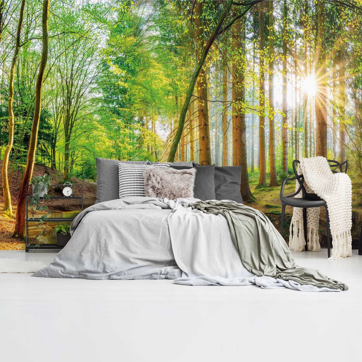 Fotobehang Bos in de zon - 260 x 384 - Vlies - REINDERS