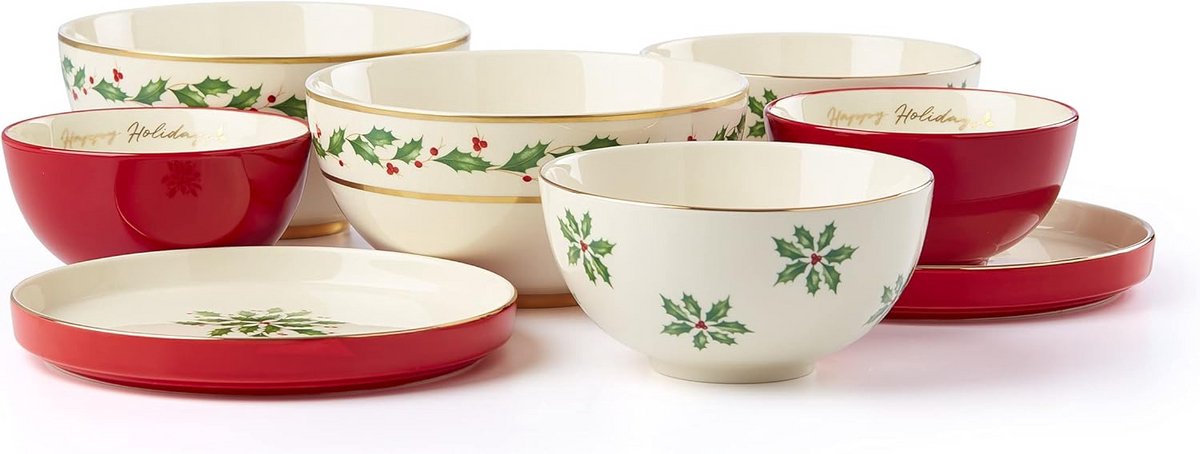 8-delige Servies Set Kerst Thema - Nesting Diner Set voor 2 Personen