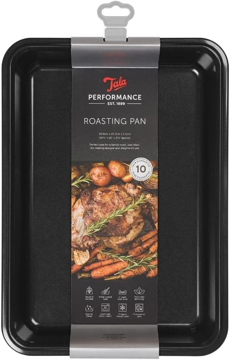 Grote Roosterpan met Afvoerranden, 34.5 x 24.5 x 4 cm, Koolstofstaal met Anti-aanbaklaag