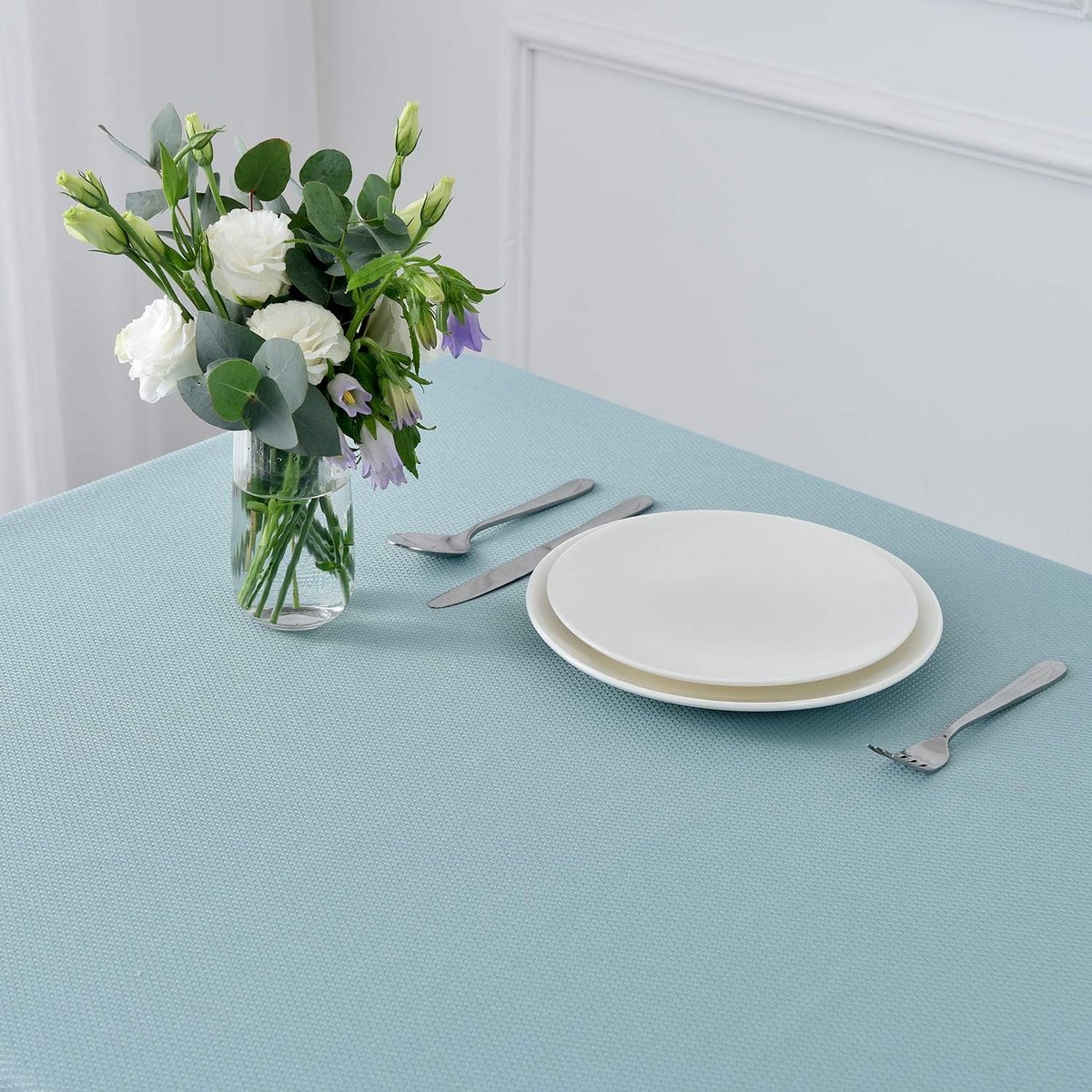 Vierkant Jacquard Tafelkleed Blauw Vlek- en Morsbestendig Kreukvrij Wasbaar
