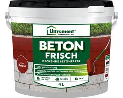 Ultrament Beton Frisch, dekkende betonverf, vloerverf, 4 liter, (rood)