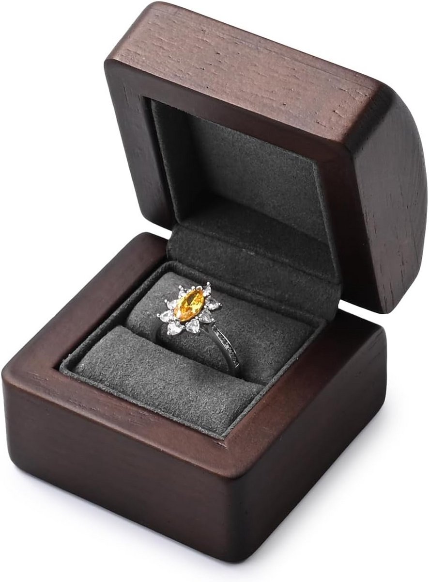 Massief Houten Ringendoos voor Verlovingsringen