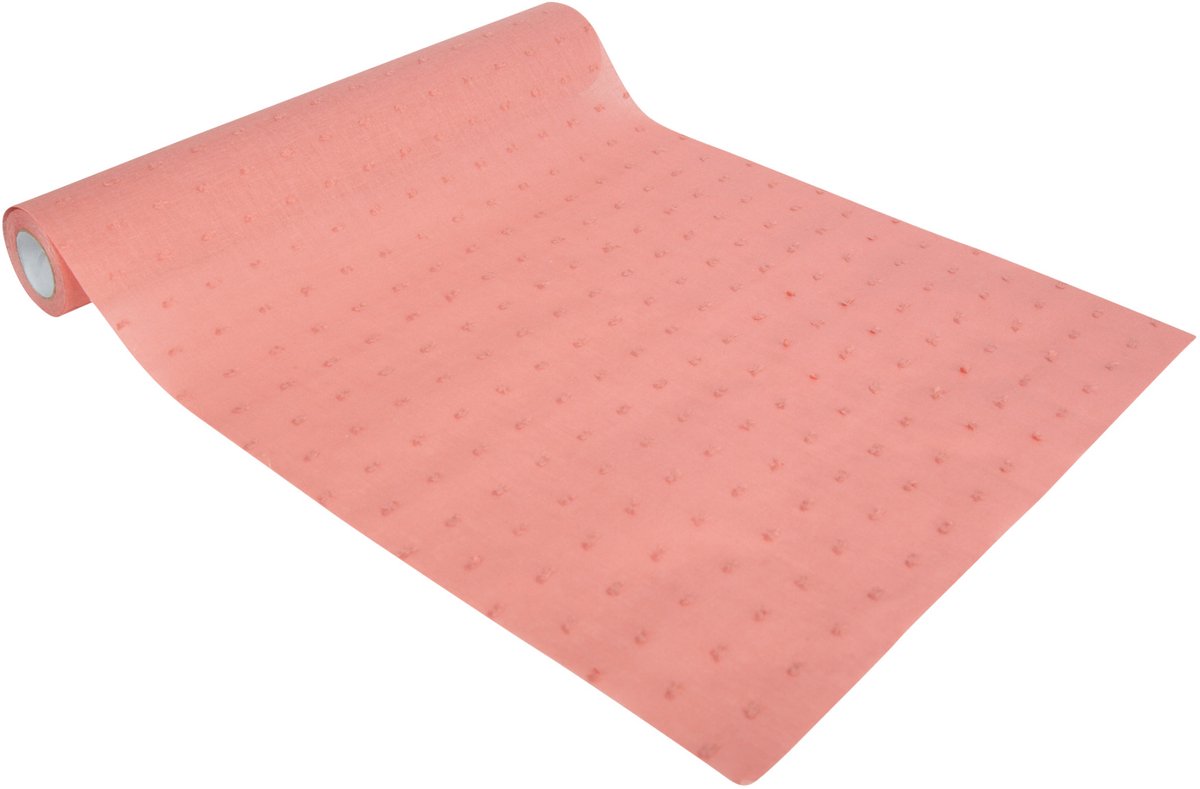 ARTYFETES - Wasbare plumetis tafelloper oudroze 28 cm x 5 m herbruikbaar