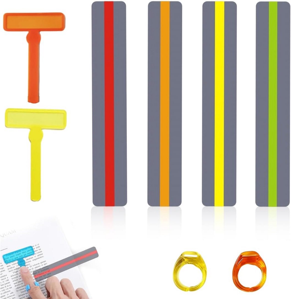 Leeshulp Set met Leeslinialen, Ringclips en Geleide Strips voor Kinderen en Volwassenen