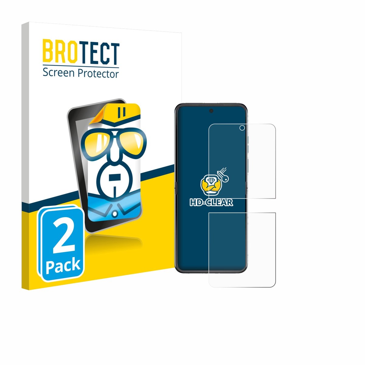 BROTECT - Screenprotector voor Motorola Razr 60 - Folie Beschermfolie transparant 2 Stuks