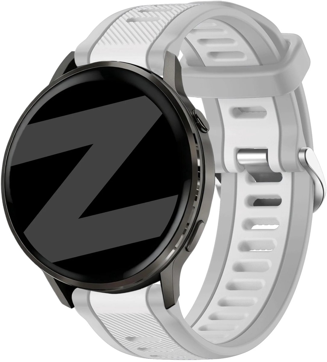 Bandz Siliconen sport bandje met gespsluiting geschikt voor Garmin Vivoactive 4 / Garmin Venu 4 - 45mm / Garmin Venu 3 / Garmin Venu 2 / Garmin Forerunner 570 - 47mm / Garmin Forerunner 265 / Garmin Forerunner 255 (Grijs)