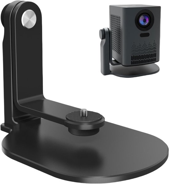 Projectorstandaard tafelblad 360° draaibaar stevig ABS aluminium zwart 18,5×13,2 cm voor scherpe projecties