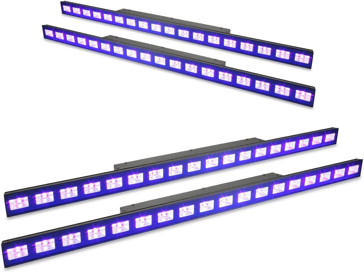 BeamZ set van 4 LCB48 LED Blacklight UV bars - 18x 3W UV LED's